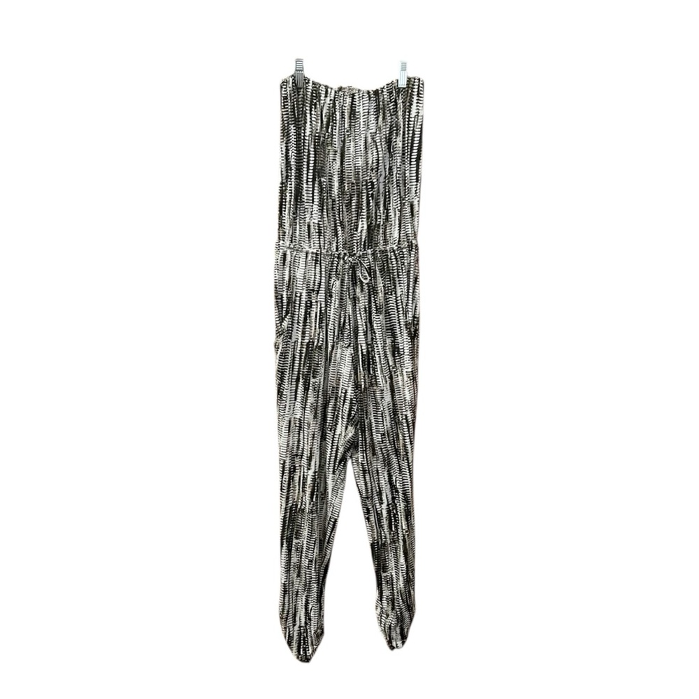 Evereve peyton jensen XS Strapless Jumpsuit Abstract Snakeskin Cropped Cruise - Picture 2 of 9